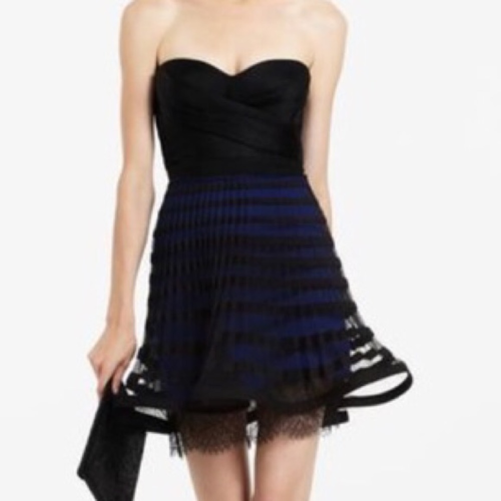 NWT BCBG NEENA Black w Blue Cocktail Dress
